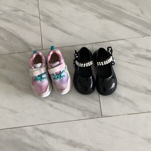 Kids Pink and Black Shoes Set
